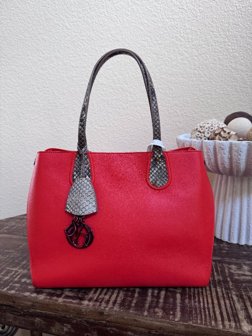 Christian Dior Orange Leather Exotic Handle Tote + COA